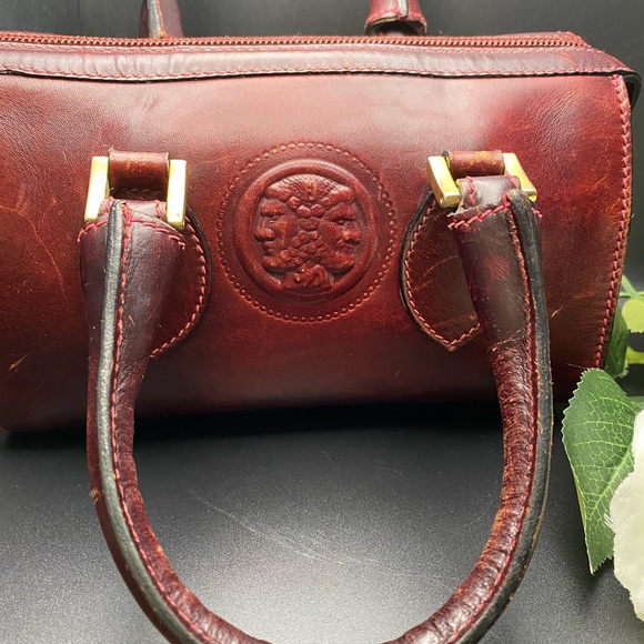 RARE Vintage FENDI JANUS Mini Boston Bag, Leather Burgundy Circa 1980’s COA! - Picture 6 of 8